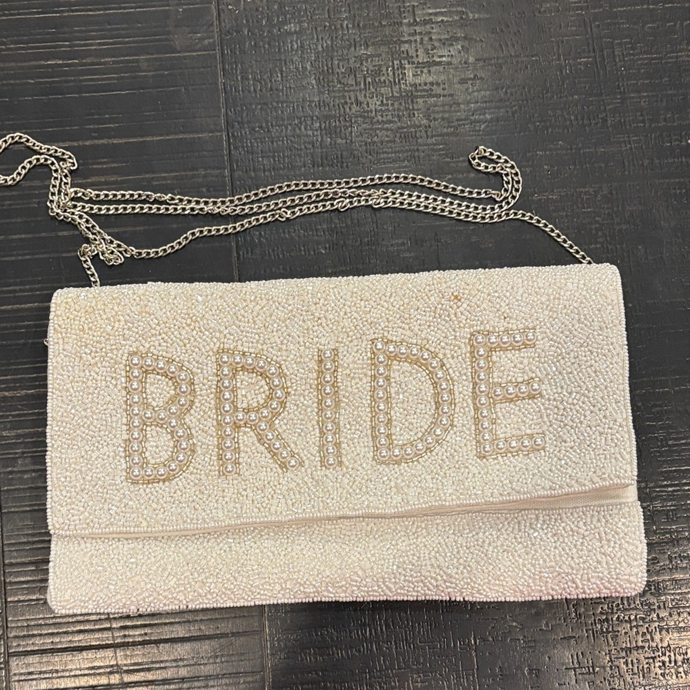 BRIDE Beaded Pearl Clutch Wristlet in Ivory